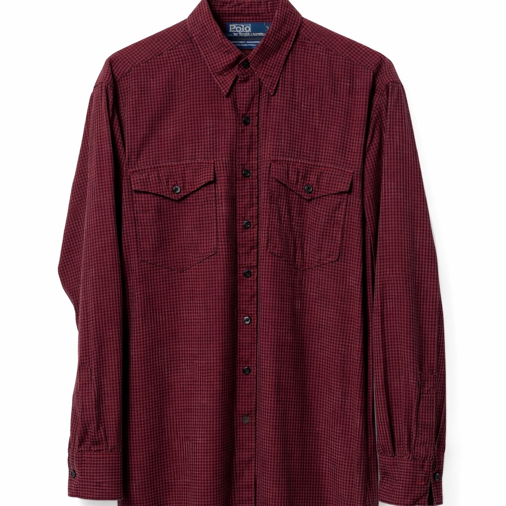 Ralph Lauren Men's Burgundy Checkered Shirt